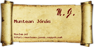 Muntean Jónás névjegykártya